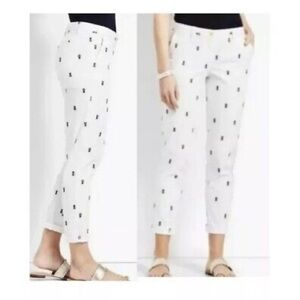 Women's White Cropped Patterned Pants